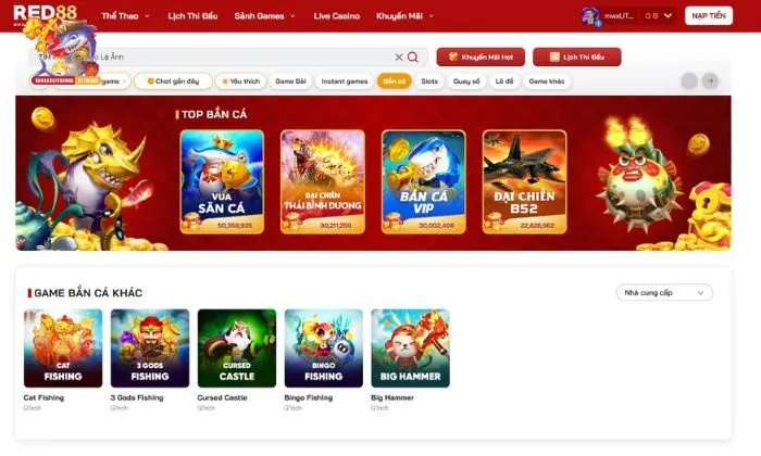 Bắn cá RED88 với đa dạng các sản phẩm game hấp dẫn