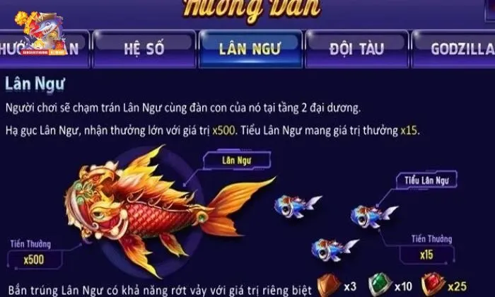 Bắn cá Rikvip cung cấp nhiều loại cá khủng
